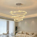 Axyaa Oval Crystal Dimmable Ceiling Chandelier for Villa Bedroom Dining Room