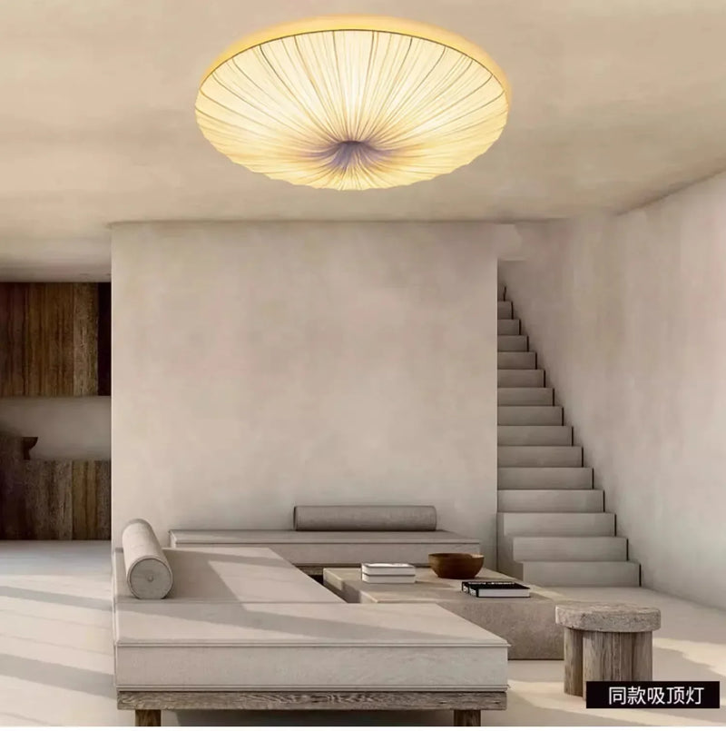 Axyaa White Fabric LED Ceiling Light for Living Room, Bedroom, Restaurant