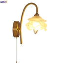 Axyaa LED Glass Wall Sconce with Pull Chain Switch for Modern Luxury Bedroom Lighting