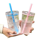 Axyaa Bow Print Straw Water Bottle: Office Coffee Mug, Matcha Tea Cup