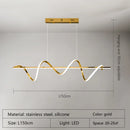 Axyaa Gold Wave LED Pendant Lights: Modern Luxury Chandelier for Dining Kitchen Bar