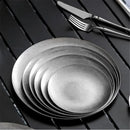 Axya Stainless Steel Dessert Plate Set - Vintage Style Shallow Plates for Dining