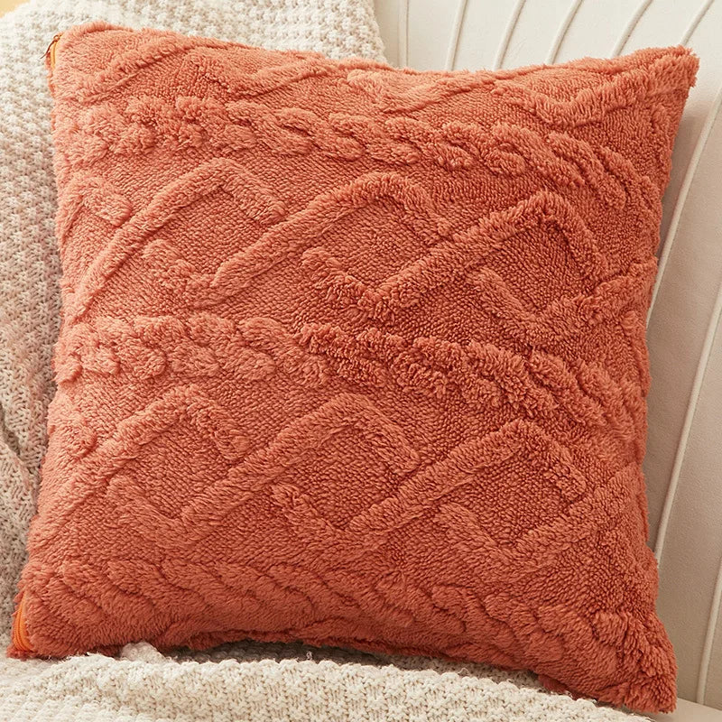 Axyaa Pink Velvet Geometric Cushion Cover 45*45cm for Home Living Room