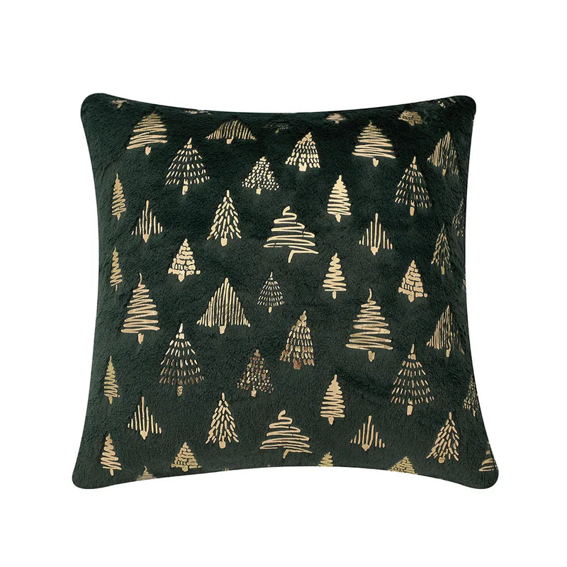Axyaa Christmas Foil Print Cushion Cover: Plush 45x45 Throw Pillow for Living Room