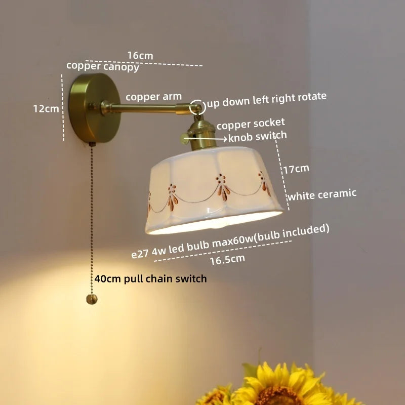 Axyaa Ceramic Hand-painted LED Wall Light Fixture for Modern Spaces