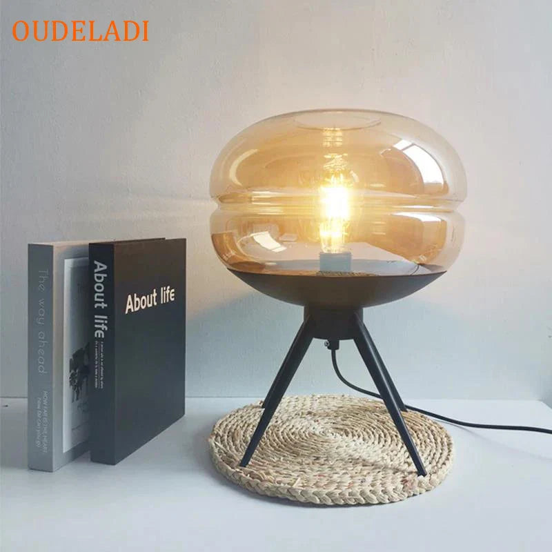 Axya Glass Table Lamp: Modern Art Shelf Desk Lamp for Bedroom Decor