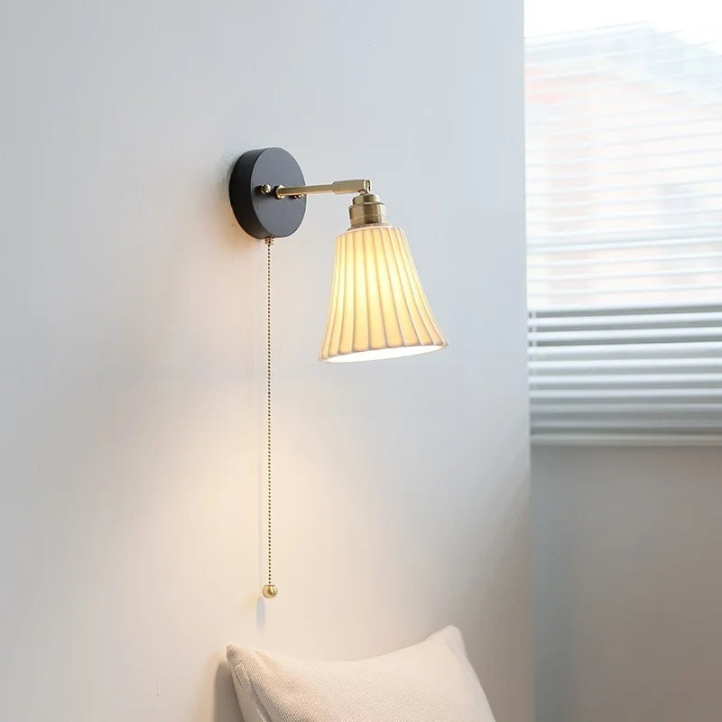 Axyaa White Ceramic LED Wall Sconce: Modern Nordic Decor Wall Lamp Sconce