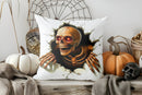 Axyaa Halloween Skeleton Witch Riding Motorcycles Pattern Cushion Cover