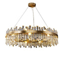 Axyaa Golden Chrome Silver Crystal LED Chandelier for Dining Room