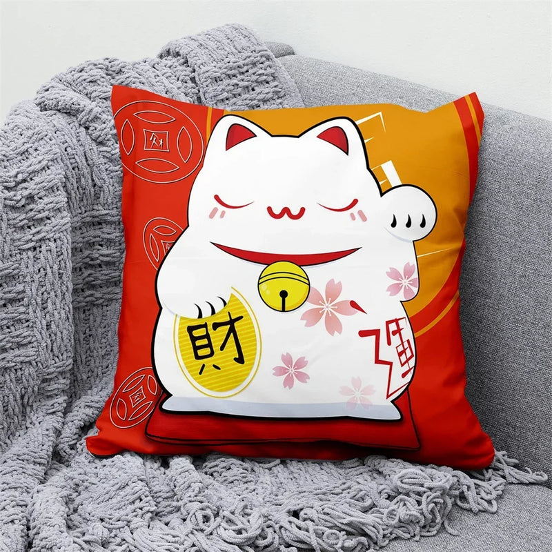 Axyaa Lucky Cat Japanese Style Sofa Bed Pillow Cover: Mount Fuji Japanese Art