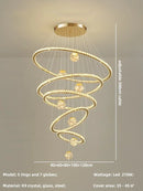 Axyaa Crystal Pendant Chandelier: Modern Living Room Steel Glass Globe LED Lighting
