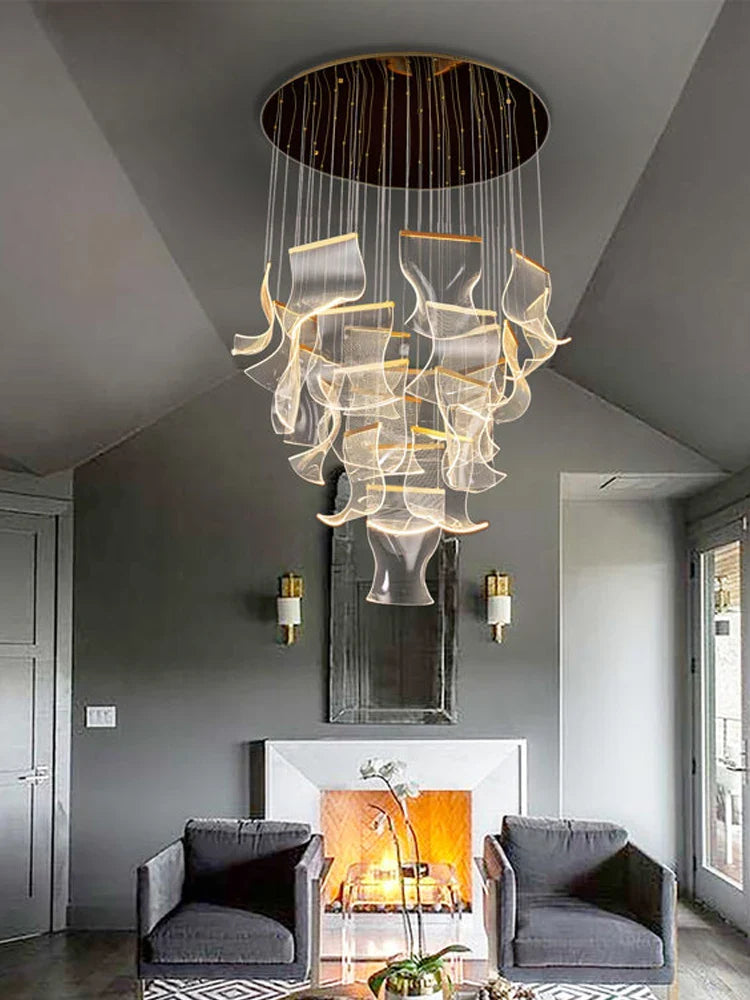 Axyaa Duplex Suspension Indoor Chandelier for Villa Living Room Staircase