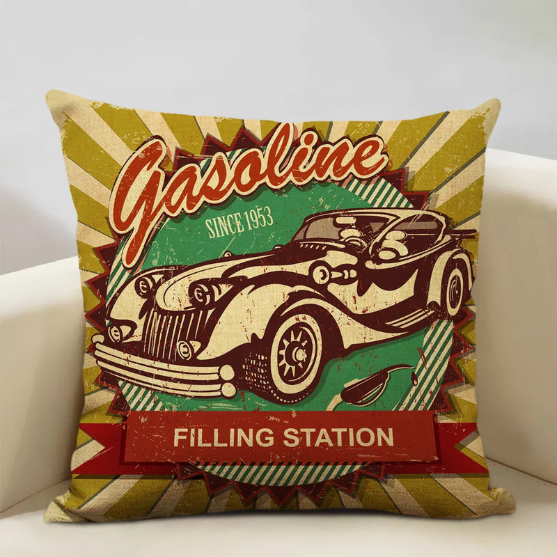 Axyaa Classic Cars Print Cushion Cover 45X45CM Pillowcase Linen Throw Pillow