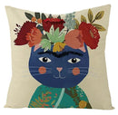 Axyaa Kawaii Flower Linen Pillow Case 45x45 cm Cute Animal Cushion Cover