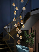 Axyaa Crystal Chandelier: Luxury LED Pendant Lighting for Staircase and Villa Loft