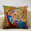 Axyaa Scenic Illustration Cushion Cover 45x45cm for Home Art Decoration