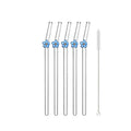 Axyaa Glass Flower Straws Set for Cocktails & Smoothies