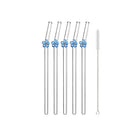 Axyaa Glass Flower Straws Set for Cocktails & Smoothies