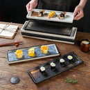 Axyaa Ceramic Sushi Plate Long Tray for Hot Pot BBQ Commercial Tableware