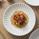 Axyaa White Porcelain Disc Shallow Plate Set for High-End Dining Experience