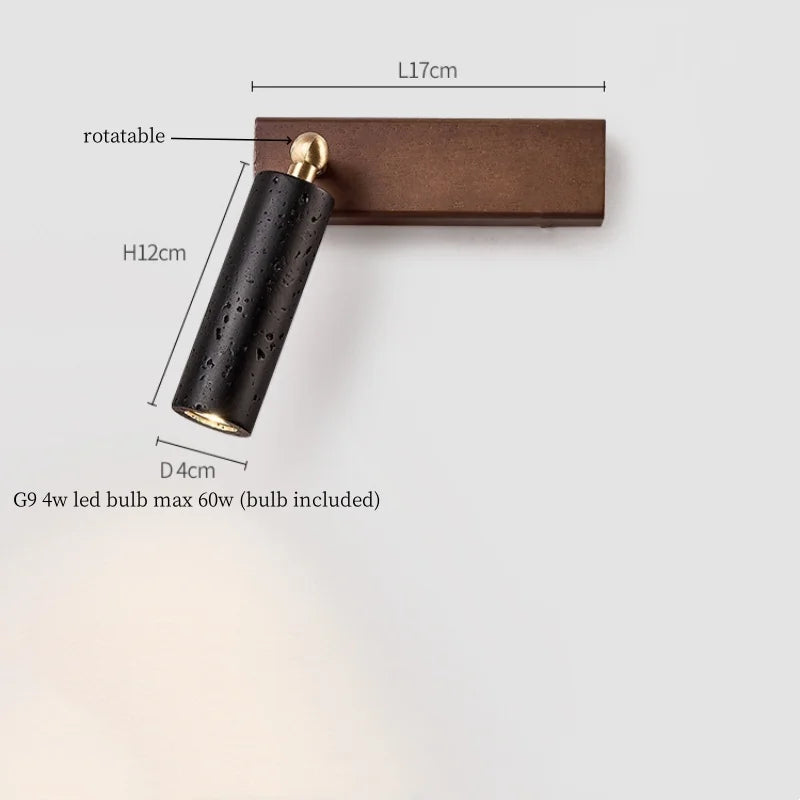 Axyaa Modern LED Wall Sconce Pull Chain Switch Reading Lamp Black Travertine