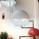 Axyaa Luxury Crystal Chandelier Black White LED Round Light for Living Dining Room