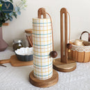 Axyaa Wood Roll Paper & Plastic Wrap Storage Rack - Vertical Kitchen Tissue Organizer