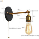Axyaa Gold Industrial Wall Lamp with Pull Chain Switch and LED Lighting