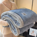 Axyaa White Knitted Velvet Throw Blanket Soft Fleece Bedspread Warm All-season Blanket