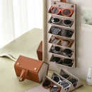 Axyaa Vintage Faux Leather Glasses Organizer with 4/6 Slots - Foldable Eyewear Case