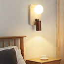 Axyaa Mid Century LED Wall Lamp Yellow Travertine Wood Light for Living Room