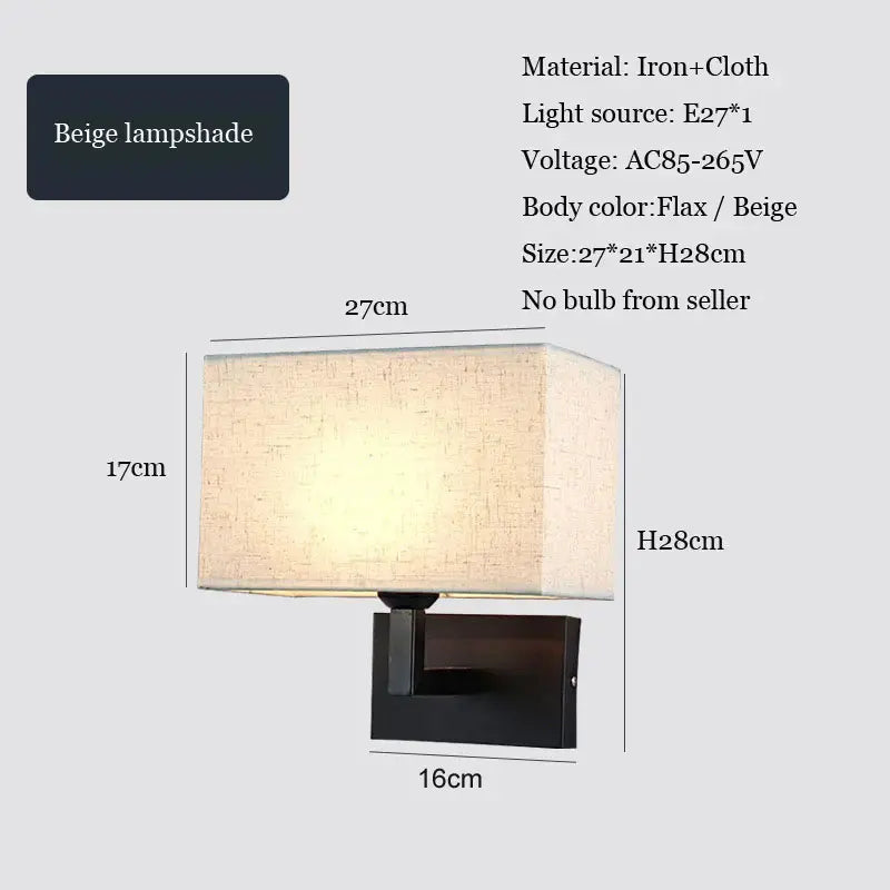 Axyaa Nordic Modern Hotel Fabric Wall Lamp - Creative Chinese Bedroom Bedside Lighting
