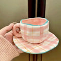 Axyaa 10oz Korean Style Ceramic Coffee Mug with Saucer Hand Painted Tea Cup Set