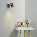 Axyaa Rotatable Walnut Wood Wall Lamps, Adjustable LED Spotlight Sconce Light, Pull Switch Indoor Fixtures