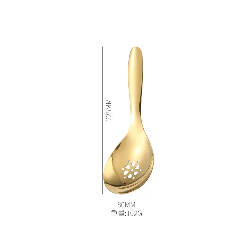Axyaa Stainless Steel Serving Spoon Colander - Wide-mouthed, Catering Quality