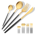 Axyaa 16-Piece Red Gold Matte Stainless Steel Cutlery Set