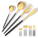 Axyaa 16-Piece Red Gold Matte Stainless Steel Cutlery Set