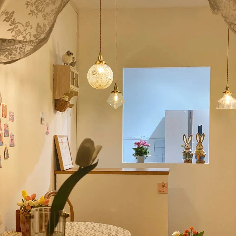 Axyaa Clear Glass LED Pendant Light: Nordic Style Copper Hanging Lamp