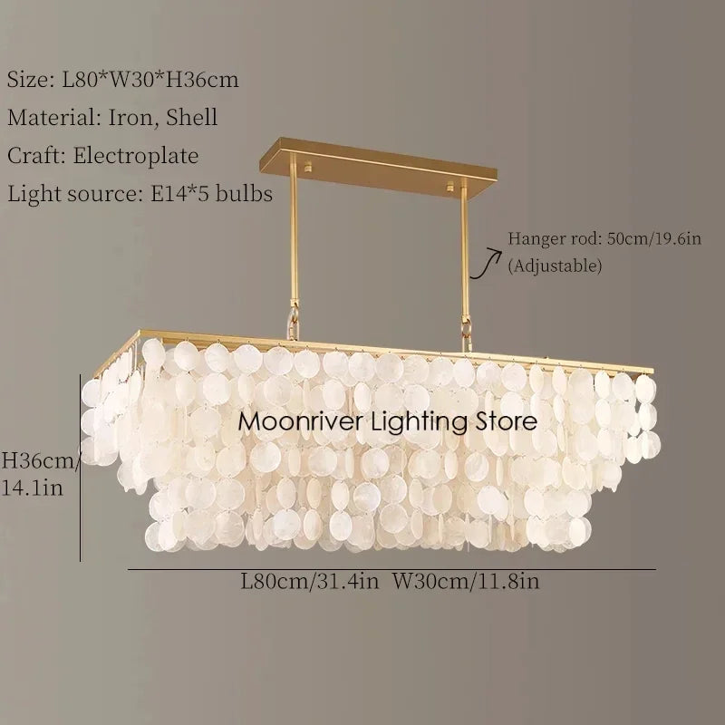 Axyaa Shell Pendant Chandelier: Modern, Cozy Lighting for Home, Hotel, and Shop