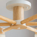 Axyaa Nordic Wood Glass Chandelier E27 Ceiling Hanging Chandelier White