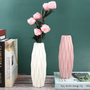 Axyaa White Ceramic-Style Plastic Flower Vase Pot for Home Decoration