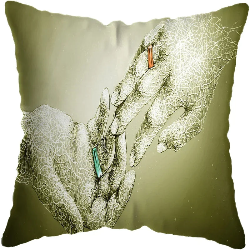 Axyaa Abstract Hands Art Decor Pillow Cover 45x45cm