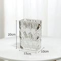 Axyaa Clear Glass Vase Square Hydroponic Flower Pots Floral Arrangement Desk Decor