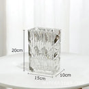 Axyaa Clear Glass Vase Square Hydroponic Flower Pots Floral Arrangement Desk Decor