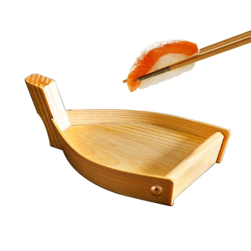 Axya Wooden Sushi Boat - Creative Japanese & Korean Dishes - Cake Dessert Plate Bento