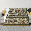Axyaa Bayeux Battle Hastings Plush Throw Blanket - Cozy Spring/Autumn Bedspread Blanket