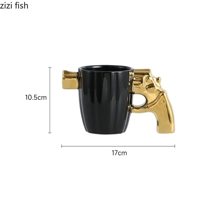 Axya Creative Pistol Ceramic Coffee Cup Set, Couple Water Glasses, Tea Mugs