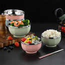 Axyaa Stainless Steel Double Layer Rice Bowl for Kids and Kitchen Tableware