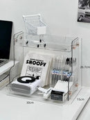 Axyaa Acrylic Desk Organizer Two-layer Storage Rack for Office Stationery and Cosmetics
