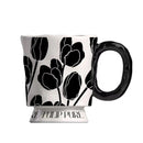 Axyaa Ceramic Tulip Garden Couple Mug Set